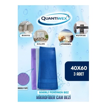 Sihirli Cam Bezi 40x60 cm 3lü Paket Mikrofiber İz Bırakmayan Temizlik Bezi